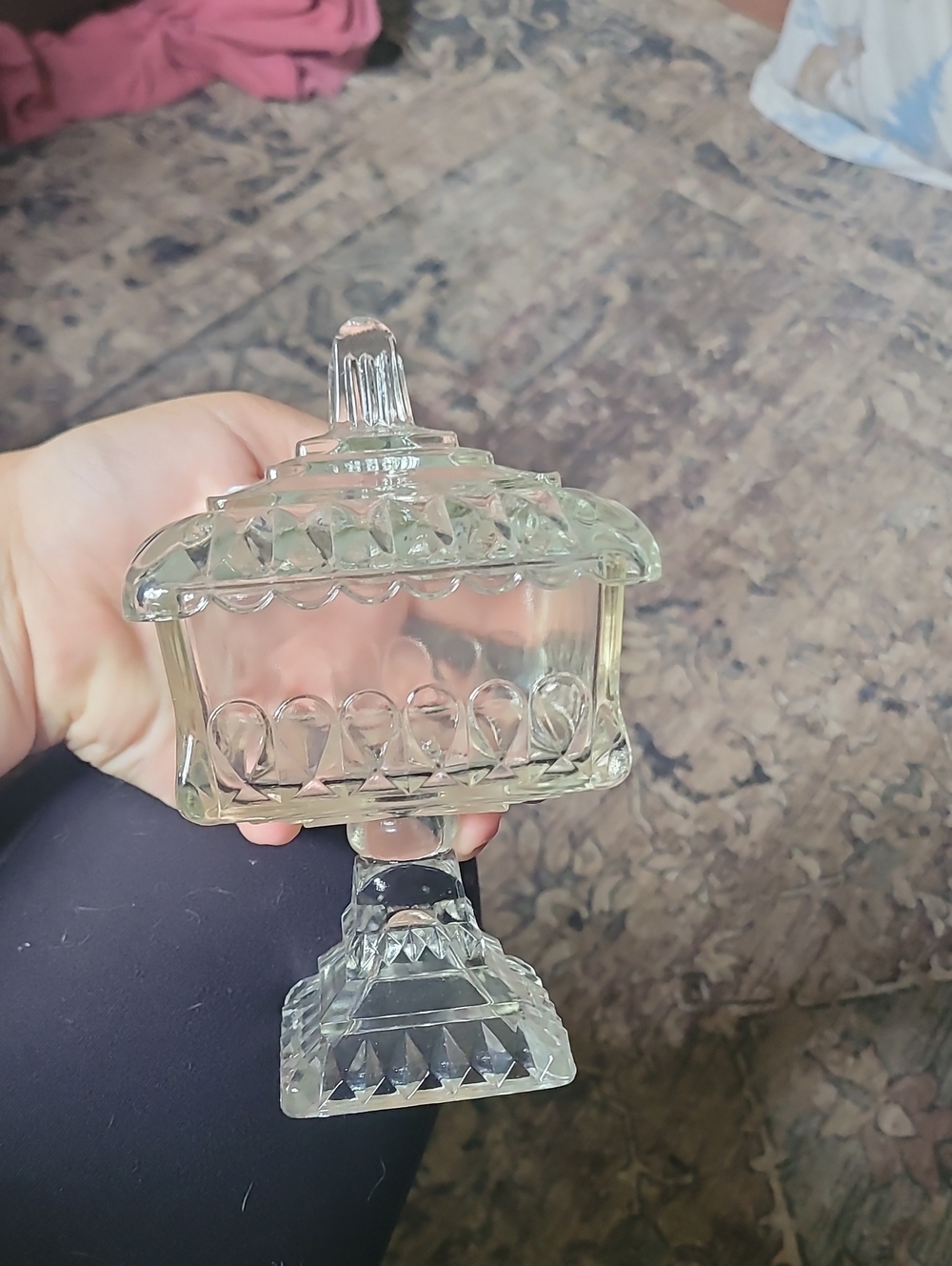 'Jeanette Wedding' Covered Candy Dish - Clear Glass Compote